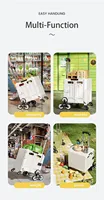 Chariot de courses pliable multifonctionnel en PP+ABS, chariot de camping portable, multi-roues, capacité de 35 L, écologique, utilisation à domicile et dans la salle de bain