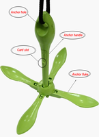 Kit d'ancre de kayak vert Accessoires d'ancre pliants avec corde pour la pêche Kayak Canoë Jet Ski SUP et bateau