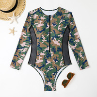 2024 transfrontalière pour maillot de bain américain européen à manches longues maille couture édition fixe imprimé surfeur maillots de bain Bikini