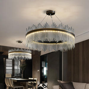 Anneau de salon d'hôtel créatif post-moderne anneau en cristal connecté suspension en verre clair - Product Image 4