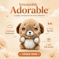 Peluche électronique AI chien mignon avec grands yeux lumineux, jouet interactif rechargeable pour enfants