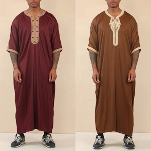Abito Musulmano da Uomo, Camicia Etnica Ricamata a Maniche Lunghe, Tunica Mediorientale Islamica per Uomini - Product Image 3