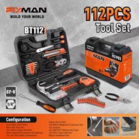 FIXMAN - Trousse à outils manuels pour la maison, 112 pièces, kit d'outils de réparation domestique, kit d'outils d'entretien DIY avec boîte de rangement BT112