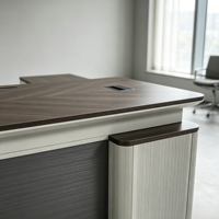 Meja Kantor Eksekutif Mewah Modern Bentuk L dari Kayu dengan Kabinet Penyimpanan Besar untuk Gedung Perkantoran Kelas Atas