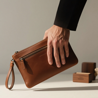Produsen menyesuaikan gaya tangan di bawah lengan tas pria Organizer dompet Tablet Case pria kulit bisnis tas Clutch