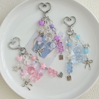 Fashion lucu bunga Resin bintang cinta busur liontin gantungan kunci tas pelajar wanita ransel rantai liontin
