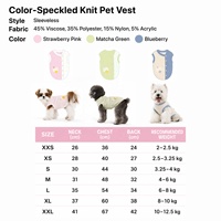 Prêt à être expédié |   Gilet en tricot moucheté pour chien, fausse patte de boutonnage, boutons en bois, sans manches, léger et chaud, OEM ODM, logo personnalisé, en stock