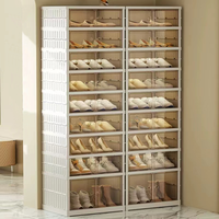 Organisateur de rangement pliable en plastique pour chaussures, étagère pliable pour chaussures à usage domestique, boîte de rangement transparente