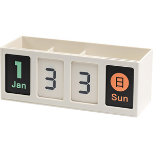 Creative Desk Calendar Pen Holder With Monthly And Weekly Cards Plastic Square Design For Study And Office Use - Product Image 3
