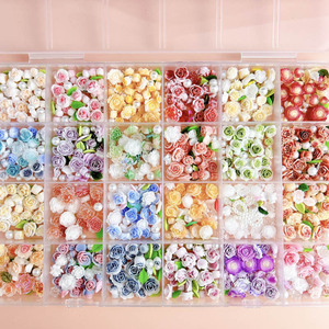 Adornos de Uñas con Forma de Rosa 3D, Lazo, Perla, Camelia y Gota de Agua, 24 Unidades, Resina Plástica, Decoración de Joyería, Superventas - Product Image 5