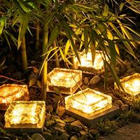 Lampes solaires décoratives pour jardin et cour, résistantes à l'eau, éclairage extérieur pour patio, lampe solaire LED en forme de brique de glace, lampadaire solaire