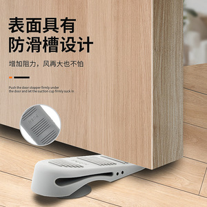 Tope de puerta de goma Leves TPE gris, montado en el suelo, antipinzamiento, para puertas correderas, con ventosa de seguridad, sin perforación - Product Image 2