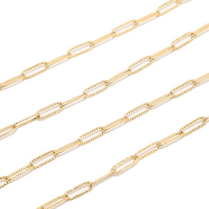 Chaîne de collier vintage en acier inoxydable plaqué or 18 carats, motif trombone, style immortel - Product Image 1