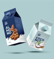 Dossiers de papier d'emballage de boîte de lait de jus de fruit de logo d'impression de carton de pignon 200ml 250ml 500ml 1000ml