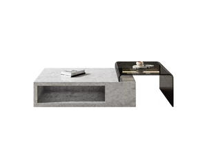 Tavolino laterale telescopico tavolino <span class=keywords><strong>da</strong></span> caffè <span class=keywords><strong>in</strong></span> <span class=keywords><strong>vetro</strong></span> <span class=keywords><strong>con</strong></span> pavimento <span class=keywords><strong>in</strong></span> lastra di roccia - Product Image 6