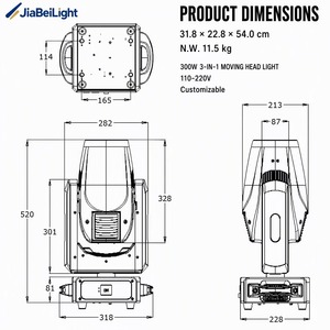 Polarlights 300W LED Moving Spot BSW 3-in-1 Moving Head Light mit CMY CTO Hybrid Moving Head BSW für Hochzeiten, Events, Theater und Clubs - Product Image 2