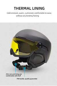 Casco de esquí con gafas certificado CE EN1077, casco de snowboard de seguridad ABS EPS resistente a impactos para deportes de carreras alpinas - Product Image 4