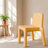 Fauteuil de salon en plastique PE rotomoulé jaune, design nordique moderne, pour la lecture et le repos, vente en gros de meubles d'intérieur