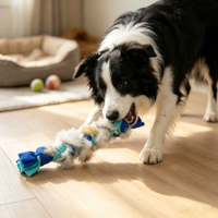 Jouet en peluche personnalisé en fourrure d'animal véritable (lapin/chien) de haute qualité pour chien, jouet interactif d'extérieur à tirer et à mâcher, en gros