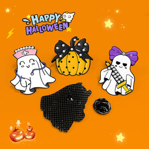 YINI White Ghost Metal Craft Niedliche Halloween Kürbis Weiche Emaille Pins Individuell bedruckte moderne Angel Style Eisen Souvenir Brosche - Product Image 2