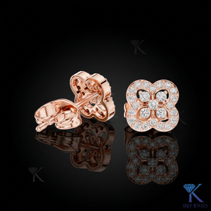 Lab Grown Diamond Quatrefoil <b>Stud</b> Earrings 4 Stone Cluster Pave Halo 14K 18K Solid Gold Fine Women Jewelry Anniversary Gift - Product Image 3