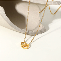 Cadeau romantique en acier inoxydable plaqué or 18K, collier à chaîne fine inspirante à Double cœur pour femme et Couple