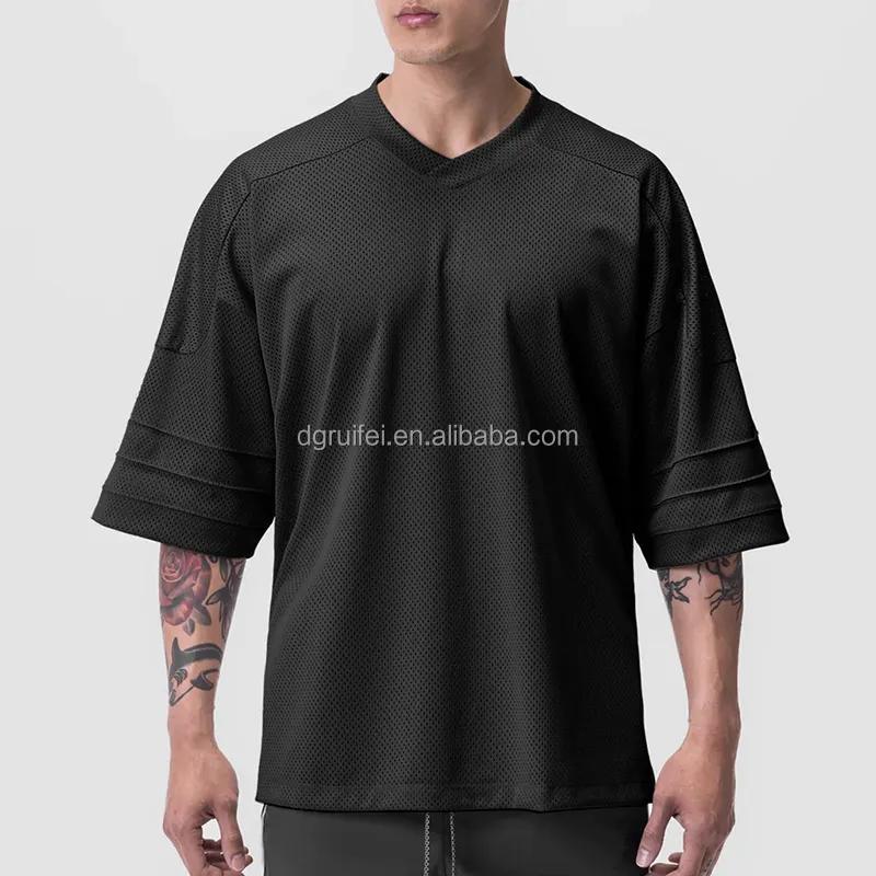 스포츠웨어 맞춤형 로고 사이드 스플릿 폴리 에스테르 메쉬 티셔츠 남성 저지 스포츠 티셔츠 대형 하키 야구 메쉬 티셔츠 남성