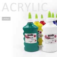 KAMEI Ensemble de peinture acrylique de couleur assortie 190ml Ensemble de pigments de dessin de grande bouteille pour le bricolage, peinture peinte à la main, vente en gros