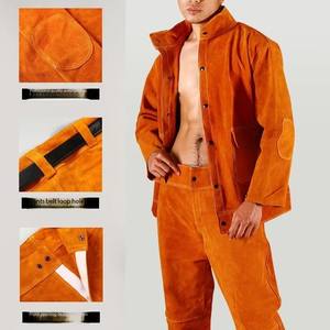 Vêtements de travail de soudage électrique résistants à la chaleur pour hommes en cuir de vache véritable - Product Image 3