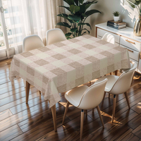 Nappe en tissu tissé à carreaux gingham rose, orange, jaune, beige, avec support en PVC+PU, imperméable, anti-taches, facile à nettoyer, épaisseur 0,5 mm
