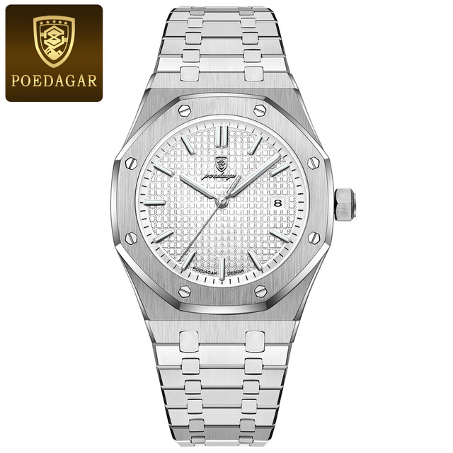 POEDAGAR 924 World Custom Brand Men Quartz Watch Buy Steel Strap Water Resist Calender Free Shipping Business Watch Set