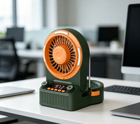Ventilateur carré portable rechargeable à l'énergie solaire avec vitesse de vent réglable, 10000 mAh, ventilateur avec haut-parleur externe