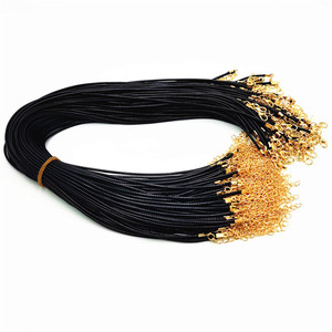 Cordón de cuero encerado para collar, 2mm, negro, 45cm, con cierre dorado, accesorio de joyería para colgante de cristal - Product Image 1