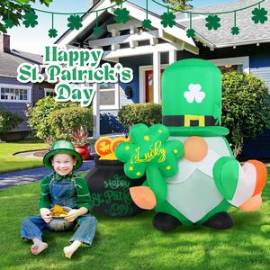 Gnome gonflable de 4 pieds pour la Saint-Patrick avec trèfle <span class=keywords><strong>et</strong></span> cœur, décorations lumineuses LED gonflables pour la cour, le porche <span class=keywords><strong>et</strong></span> la décoration de fête - Product Image 4