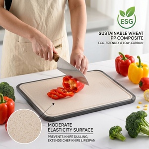 <b>Heavy</b> <b>Duty</b> Double Sided Steel Plastic Chopping Board for Commercial Non slip Large Kitchen Plastic Cutting Board with Handle - Product Image 4