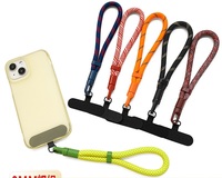 En gros, Dragonne de poignet réglable antivol et anti-perte pour téléphone portable, en tissu, avec patch de fixation, 30 cm, personnalisable
