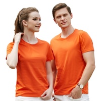 Kaos Katun Organik 500g Rajutan Kerah Bulat Lengan Pendek Penyerap Keringat Longgar dengan Cetakan Embos di Depan Logo Kustom Unisex