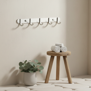 Étagère de salle de bain moderne en acier, à cinq crochets, à fixer au mur, en alliage d'aluminium - Product Image 4