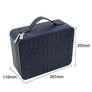<strong>Zipper</strong> Travel Jewelry Organizer Box Rectangle PU Leather Storage for Multiple Earrings Rings Necklaces <strong>Bracelets</strong> - Product Image 5
