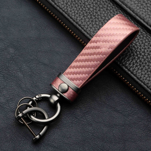 Großhandel Maßgefertigte Porte-Cles-Cuir PU-Leder Schlüsselanhänger Luxus <span class=keywords><strong>D</strong></span>-Ring Schlüsselring Carbon-Faser Auto-Schlüsselanhänger-Set Geschenk für Männer und Frauen - Product Image 6