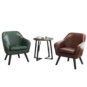 Fauteuil en cuir minimaliste moderne avec rembourrage en mousse souple, chaise de salon à siège unique pour petits espaces - Product Image 5