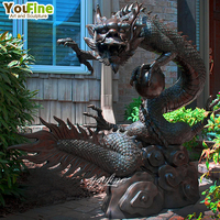 Statue de dragon chinois antique en bronze de taille réelle, décoration de haute qualité pour l'extérieur et la maison