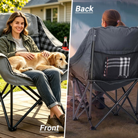 Chaise de camping pliante rembourrée XL surdimensionnée, robuste, 150 kg, avec appui-tête et accoudoirs rembourrés, chaise longue d'extérieur