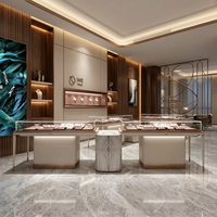 Nouvelle vitrine de présentation de bijoux de style chinois, comptoir d'exposition en verre, vitrine murale intégrée pour boutique de bijoux de luxe
