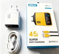Cargador de Pared con Enchufe Europeo de 45 W para Teléfono Móvil, Carga Rápida Tipo C PD USB, con Cable USB C, Adaptador de Corriente USB-C de Carga Rápida de 45 W