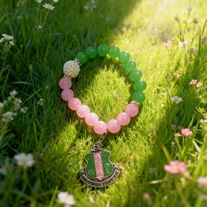 <span class=keywords><strong>Bracelet</strong></span> pendentif en perles élastiques <span class=keywords><strong>vert</strong></span> rose AKA personnalisable Sigma Gamma Rho Sorority <span class=keywords><strong>Bracelet</strong></span> en perles cadeau - Product Image 3