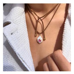 Colgante de perla de agua dulce DIY de moda americana Europea collar Simple con piedra de nacimiento de circón de perla Natural de agua dulce - Product Image 5