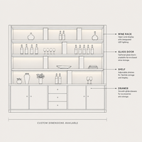 Armoire à vin moderne et écologique avec éclairage LED, construction en bois massif pour un usage domestique