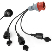 Câble d'extension de camping 0,5 m 400 V 16 A avec fiche 5 broches vers 3 prises Schuko 230 V, adaptateur CEE, distributeur de courant élevé