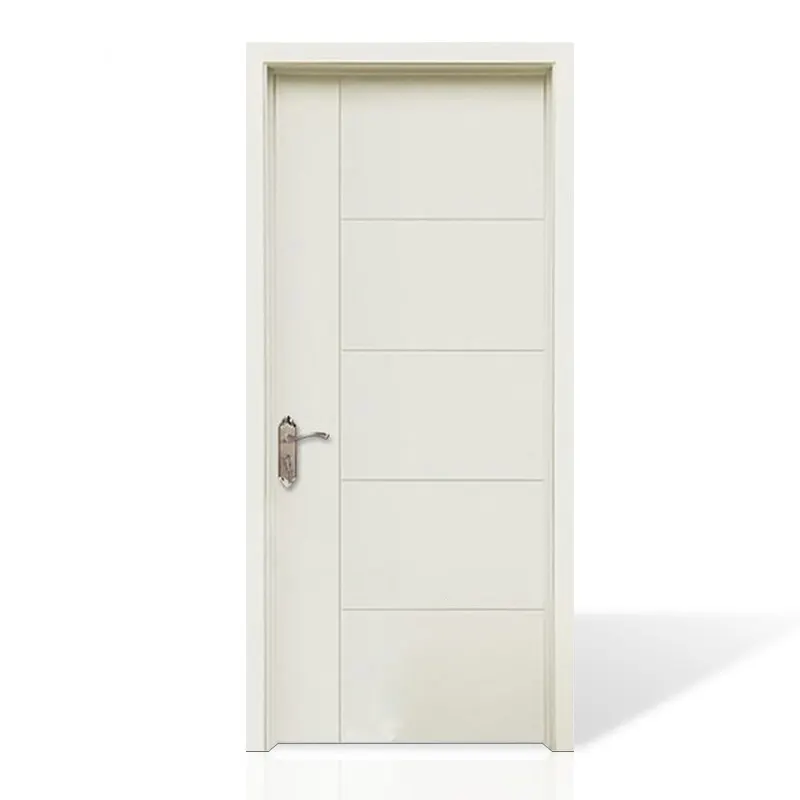 Produk Biaya Rendah Pintu Masuk Utama Pintu Kulit Putih Pintu Panel Kayu Solid